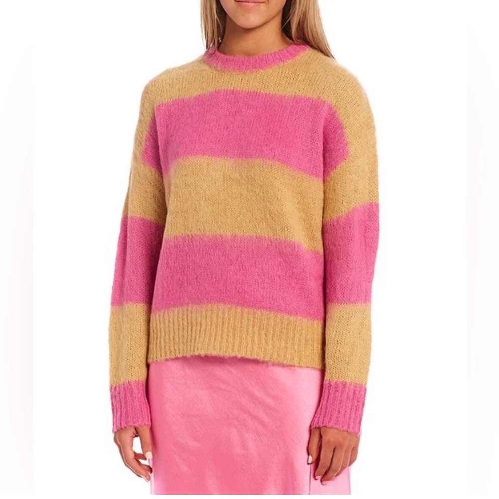 Gianni Bini Pink/Tan Rugby Sweater